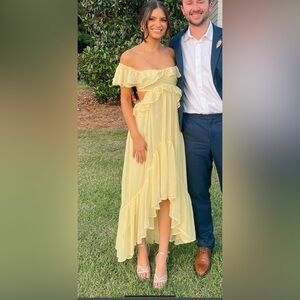 Asos yellow off the shoulder dress size 00